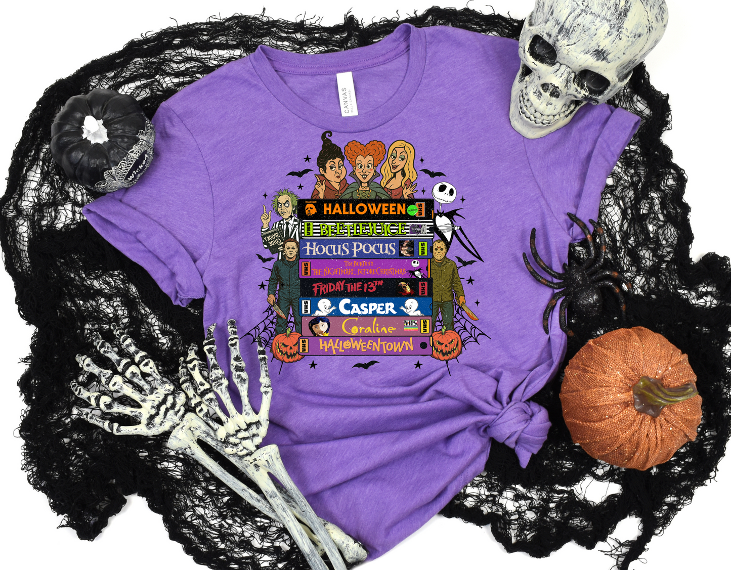 Halloween Movie Tape Stack Graphic, Retro VHS Halloween Shirt, Spooky Season Shirt, Nostalgic Horror VHS Movies Tee