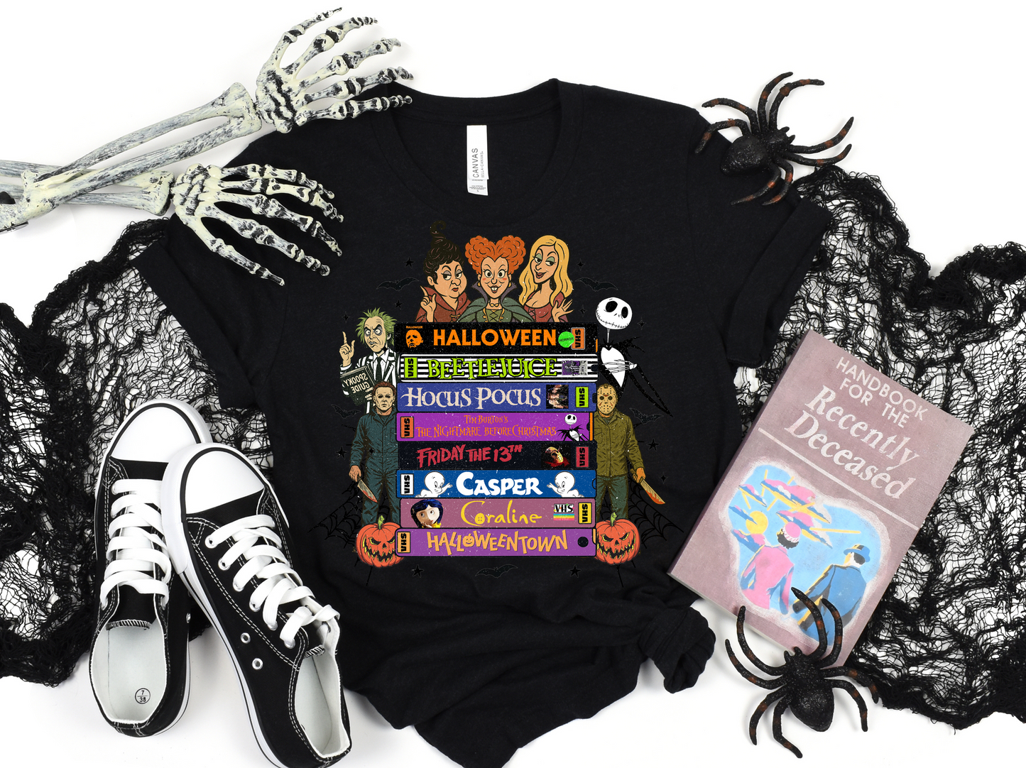 Halloween Movie Tape Stack Graphic, Retro VHS Halloween Shirt, Spooky Season Shirt, Nostalgic Horror VHS Movies Tee