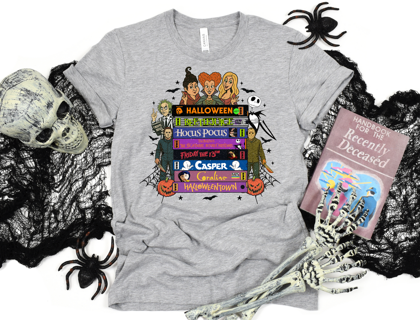 Halloween Movie Tape Stack Graphic, Retro VHS Halloween Shirt, Spooky Season Shirt, Nostalgic Horror VHS Movies Tee