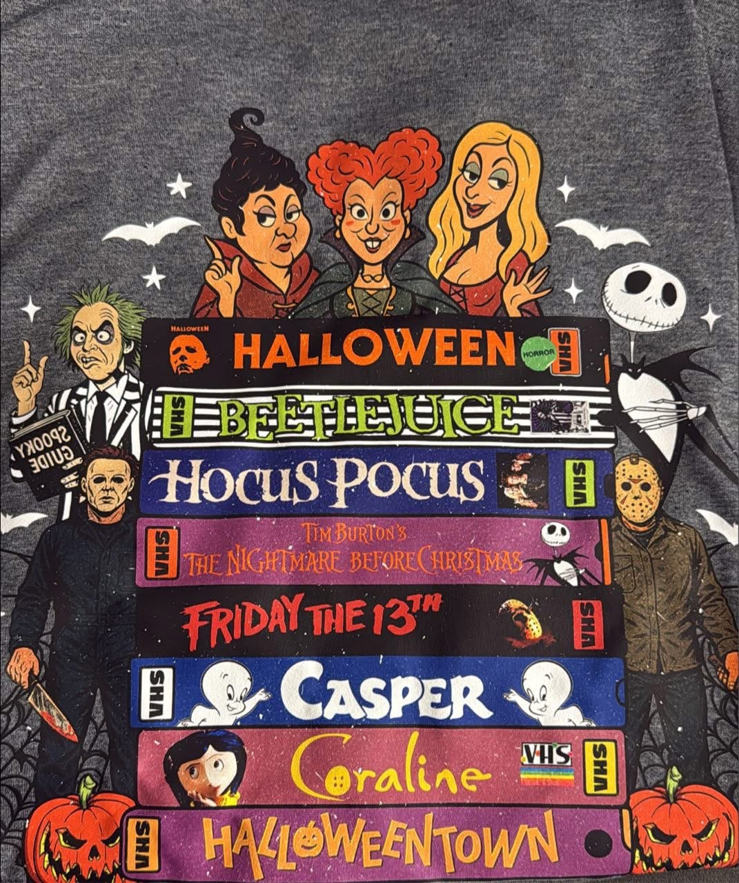 Halloween Movie Tape Stack Graphic, Retro VHS Halloween Shirt, Spooky Season Shirt, Nostalgic Horror VHS Movies Tee