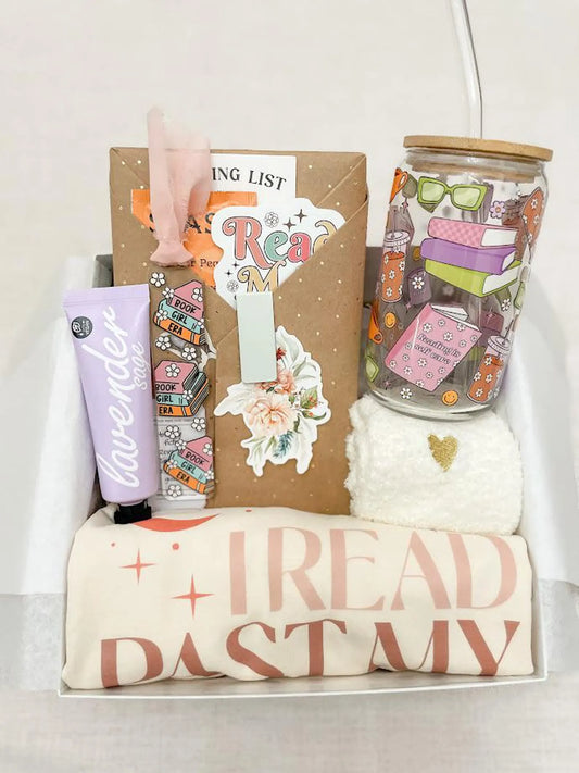 Large Themed Blind date with a Book Box with Glass cup and T shirt